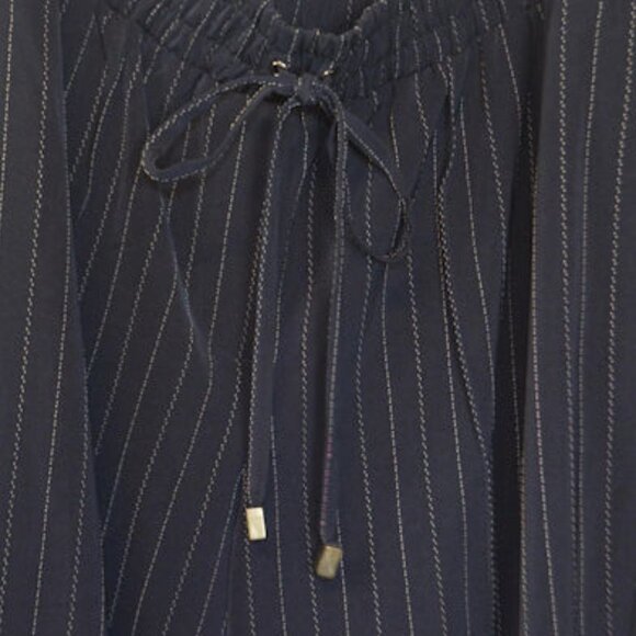 Navy Drawstring Pinstripe Pants Ankle By Lane Bryant Size: 16 - Picture 2 of 4